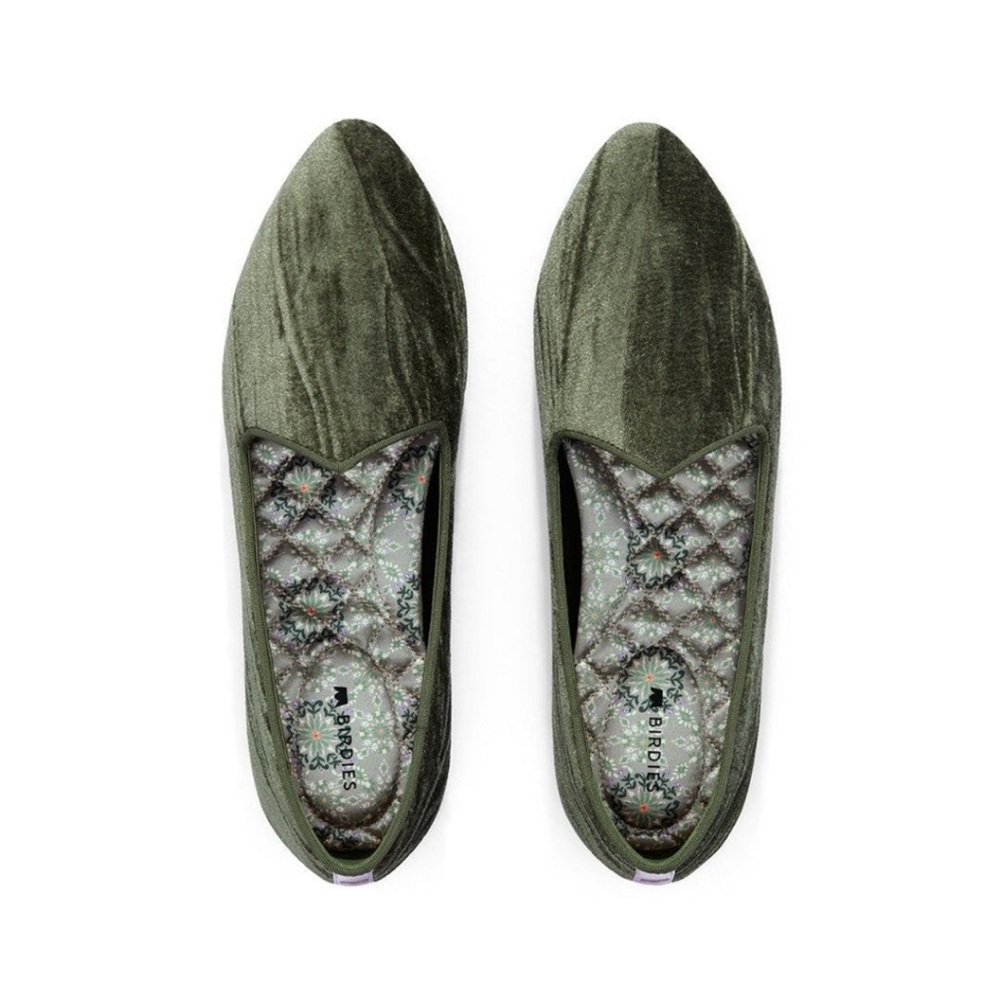 Birdies The Heron Loafers Green Crushed Velvet Flats Sz 7